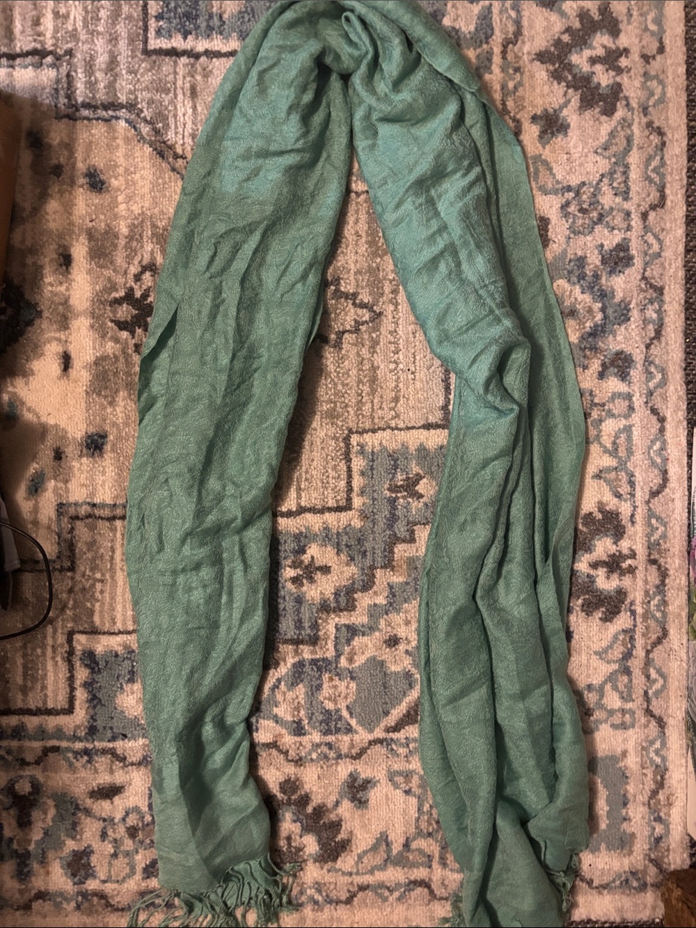 pashmina Sage Green Lightweight Fringe Scarf
